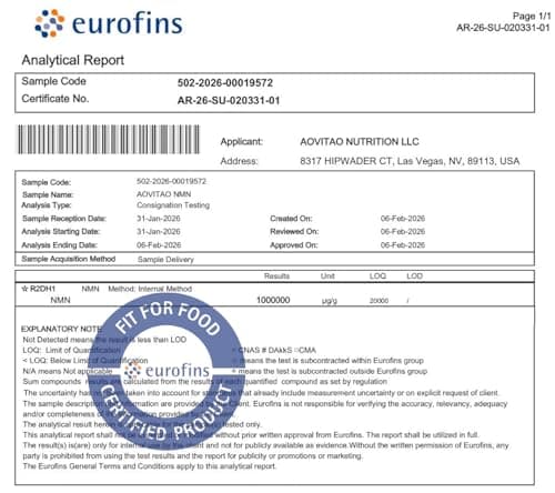 AOVITAO NMN Supplement 500mg Ultra Pure 99.8% | Stabilized Form | Supports NAD+ Production, Cellular Health & Healthy Aging | 60 Capsules - Thumbnail 6