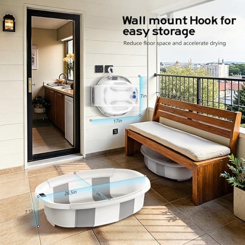 Collapsible Baby Bathtub for Newborn to Toddlers 0-36 Months, Large Baby Tub with Thermometer & Cushion, Easy Setup Foldable Travel Infant Bathtub, Newborn Babies Boy Girl Bath Tubs Grey - Thumbnail 6