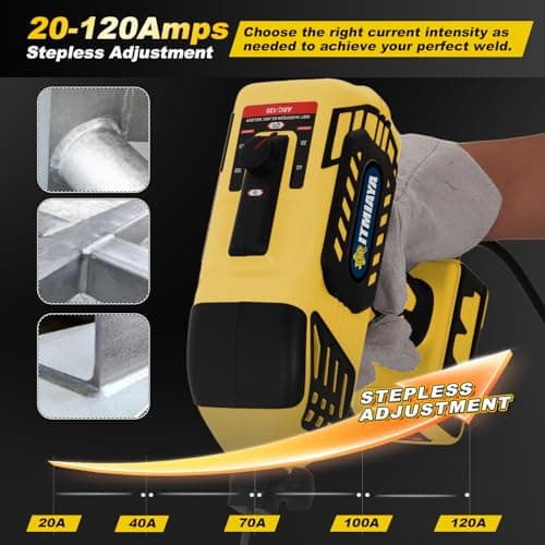 ITMIAYA® Portable Welding Machine 110V ARC Stick Welder Handheld for Metal IGBT Inverter 20-120Amps Stepless Current 1/16"-3/32" Electrodes Home Repair DIY Work (Yellow) - Thumbnail 5