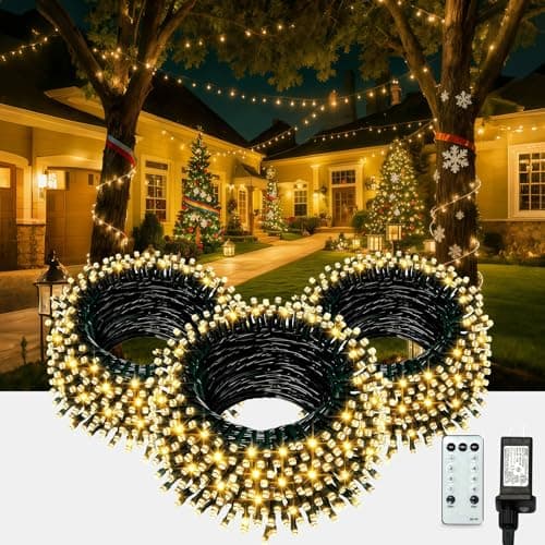 AHAWILL Warm White Christmas Lights Outdoor,166FT 500LED String Lights with 8 Modes,Christmas Tree Lights Indoor Plug in,Waterproof Twinkle Fairy Lights for Party,Classroom,Home Decor - Image 1