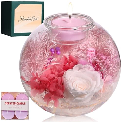 Aoshin Preserved Flowers Rose in Glass Dome with Aromatherapy Candle, Eternal Flowers Gift Set for Women Wife Girlfriend Mom Grandma - Mother Day Christmas Anniversary Birthday Gift (White-ROse) - Image 1