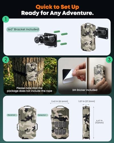 Camping Radar Security Alarm, Wireless Perimeter Alarm,1/2 Mile Range, IP66 Waterproof System for Outdoor Camp Security & Survival Gear-Updated Version (Woodland camo) - Thumbnail 6