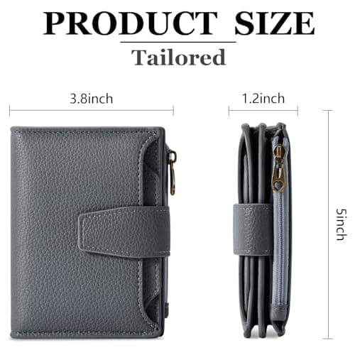 Airkit Small Wallet Women RFID Blocking Soft Leather Bifold Compact Card Holder Wallet for Women with Zipper Coin Pocket 4 ID Window - Thumbnail 3