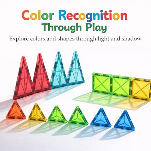 LATI Magnetic Tiles Starter Set for Kids,Beginner Magnetic Building Blocks for Early Learning, Build in 2D & 3D, Open-Ended STEM Building Toy,Easy to Start for Early Builders,Toy Gift for Ages 3–6 - Thumbnail 3