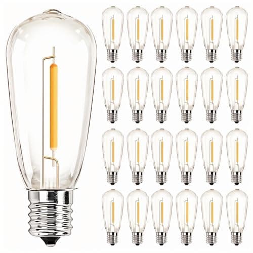 Kivonfa 25 Pack ST40 Vintage LED Edison Bulbs, Shatterproof 0.6W Energy Efficient E17 LED Replacement Bulbs for Outdoor String Lights, E17/C9 Intermediate Base Bulb Waterproof, Warm White 2700K - Image 1