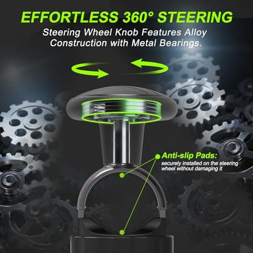 Tool Free Steering Wheel Knob, Suicide Knob for 3.45-4.9" Steering Wheel with Metal Bearing, Steering Wheel Knob Spinner for Cars, Trucks, Mowers, Boats, No Screws or Tools Needed (1Pack, Black) - Thumbnail 4