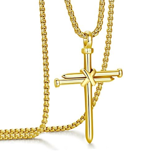 Rehoboth Men's Stainless Steel Nail Cross Pendant Necklace With 24 Inch Chain for Women Men - Image 1