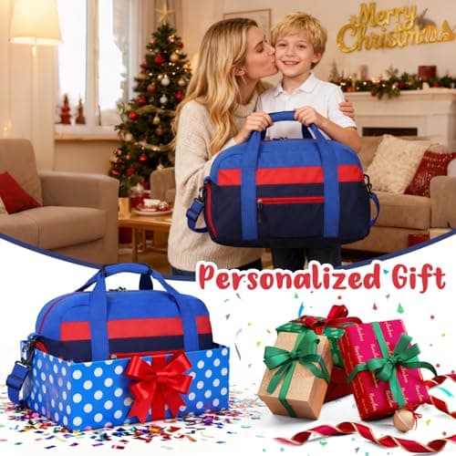 WOOMADA Travel Duffle Bag, Weekend Bag with Wet Pocket & Trolley Sleeve, Overnight Bag With Shoe Compartment, Fit for Sports Practice, Travel and Gifts(navy blue) - Thumbnail 2