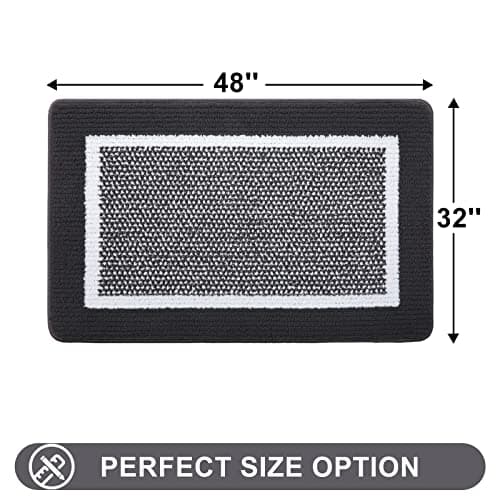 Colorxy Indoor Door Mat, Non-Slip Absorbent Resist Dirt Entrance Mat, Sturdy Low-Profile Inside Floor Carpet Mats, Washable Front Entry Doormats for Entryway, 48''x32'', Dark Grey - Thumbnail 2