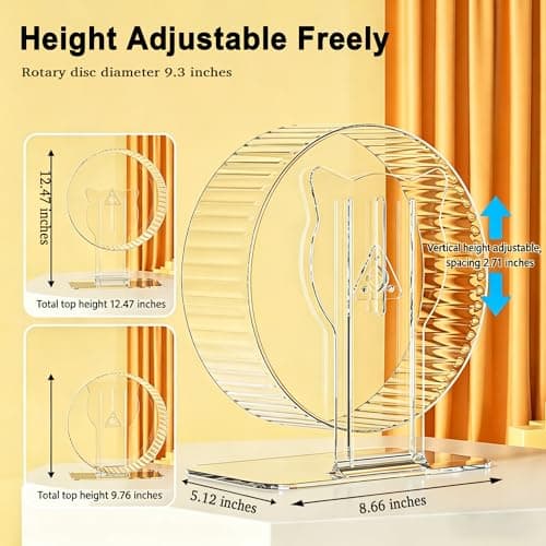 FURLINGDA Silent Hamster Wheel 9.3 Inch, Quiet Spinner Running Wheel with Adjustable Stand & Non-Slip Track – Ideal Small Animal Cage Accessories for Hamsters Gerbils Dwarf Syrian Mice - Thumbnail 3
