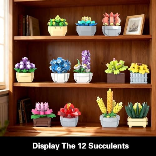PIKARO Flowers Succulents Building Sets, 12 Plants, for Kids Adults Women - Thumbnail 5