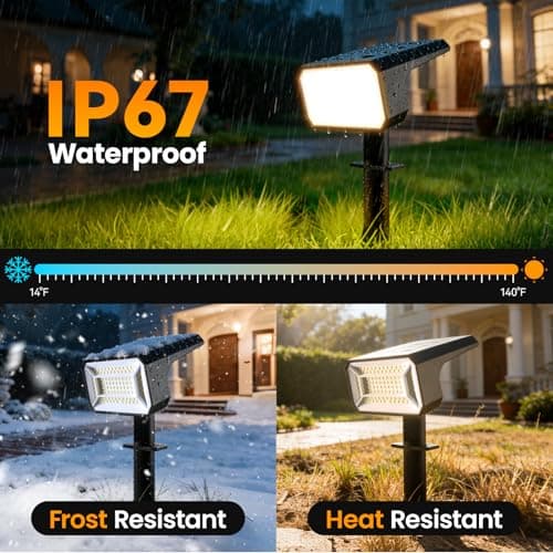 Fabrito Solar Spot Lights Outdoor 10 Pack, [108Leds, 4 Modes] Auto On/Off Spotlights, IP67 Waterproof Landscape Lights for Tree, Yard, Patio, Pool, Pathway, Driveway, Cold White - Thumbnail 4