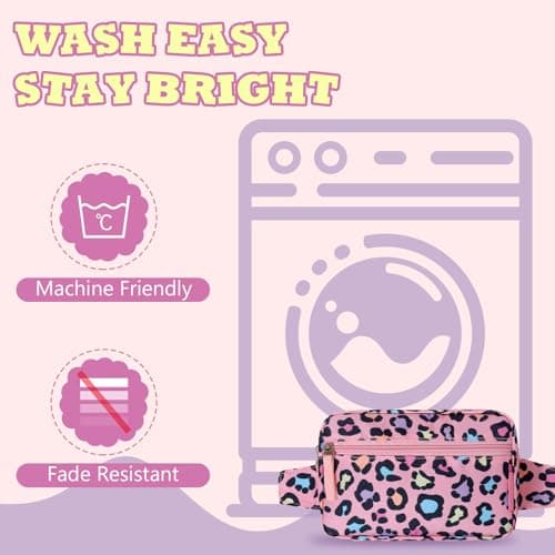 WOOMADA Fanny Pack, Crossbody Bag Waist Bag with Adjustable Waistband, Cute Belt Bag for Gifts(Pink Leopard) - Thumbnail 6