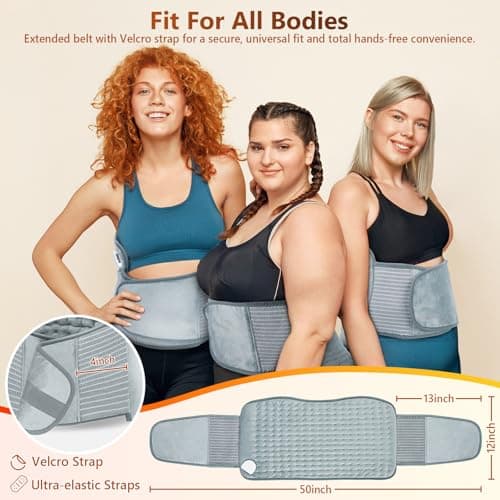 Heating Pad for Back Pain Relief, Upgraded (12"x24"+26'') Extra Large Heating Pad for Period Cramps with 4 Timers Auto Shut Off & 6 Heat Levels, Electric Heating Pad for Lower Back Neck Shoulder, Gray - Thumbnail 2