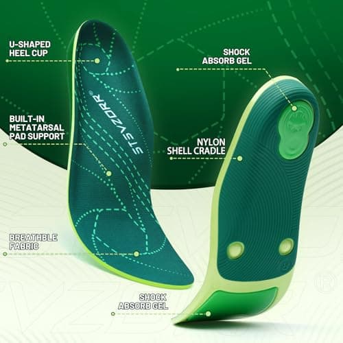 STSVZORR 210 lbs+ Metatarsalgia Insole Plantar Fasciitis Relief Pain Arch Support Insert Men Women Orthotic Flat Feet Heel Spur Comfort Standing All Day, Work Boot Shoe Insole, Size 12-305MM - Thumbnail 4