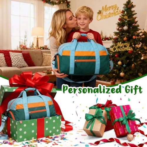 WOOMADA Travel Duffle Bag, Weekend Bag with Wet Pocket & Trolley Sleeve, Overnight Bag With Shoe Compartment, Fit for Sports Practice, Travel and Gifts(green blue) - Thumbnail 2