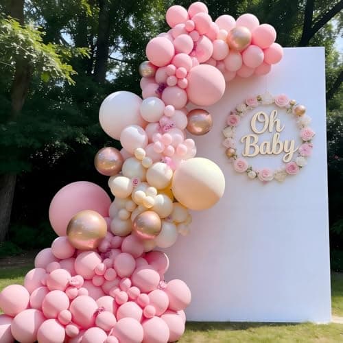 Valentines Day Decorations Pink Balloon Garland Arch Kit 162Pcs Rose Gold Pink Balloon Arch Kit for Girls Birthday Wedding Princess Theme Bridal Shower Galentines Day Decor - Thumbnail 4