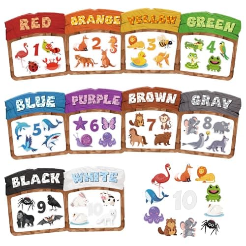 10Pcs Magnetic Color Sorting Set 60 Fridge Magnets for Kids, Cute Animal Refrigerator Magnets for Kids Early Education Color Sorting Shape Matching