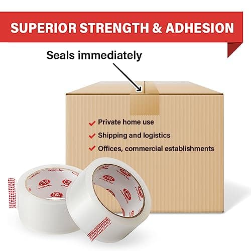 Simply Cool Packing Tape 36 Rolls, Clear Heavy Duty Packaging Tape for Shipping, Moving Boxes, Sealing, Mailing & Storage – Strong 1.88” Wide x 60 Yards Per Refill Roll, 2160 Yards Total - Thumbnail 6