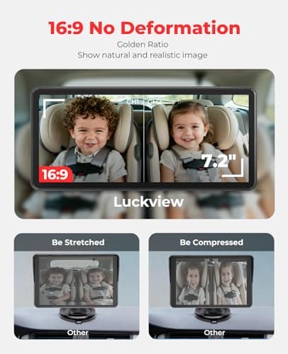 LUCKVIEW BM5PRO Double Car Camera for 2 Baby，7.2" 1080P Split Screen with IR Night Vision, Real-Time Monitoring Baby Car Camera,Easy Install, Family Travel Companion for Kids & Pets - Thumbnail 3