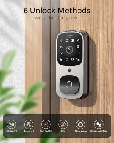 LNDU WiFi Smart Video Lock, 5-in-1 Fingerprint Keyless Entry Door Lock with App Control, Two-Way Audio, Dual Motion Sensors - Thumbnail 2