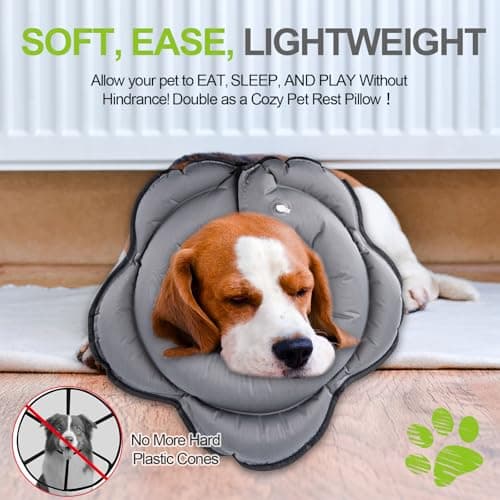 Dog Cone Collar for Large Dogs, Soft Inflatable Dog Donut Alternative After Surgery, Adjustable Protective Pet Recovery Collar, Donut Recovery Collar Prevents Licking for Dogs (Gray, XL) - Thumbnail 3