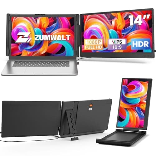 Laptop Screen Extender, 14" FHD 1080P Dual Portable Monitor for Laptop, Auto Adjust Width Monitor Extender for 13" - 17" Laptop, Plug&Play Travel Screen Extended Compatible with Win/Mac/Android/Switch - Image 1