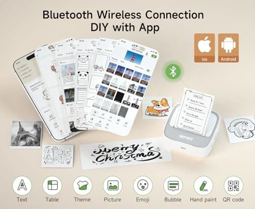 iDPRT Sticker Printer, Portable Sticker Maker Machine, Mini Inkless Bluetooth Thermal Printer for iPhone & Android, Pocket Printer for Labels, Barcodes, DIY Journaling, Kids Gift, Gray - Thumbnail 2