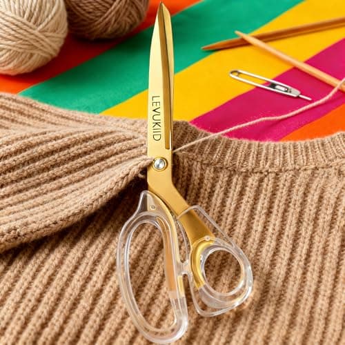 scissors all purpose, Titanium Coated Blades and Ergonomic Clear Handle, Clear Gold scissors for Office Desk, Modern Design for Craft, Sewing, fabric,Office/Gold - Thumbnail 6