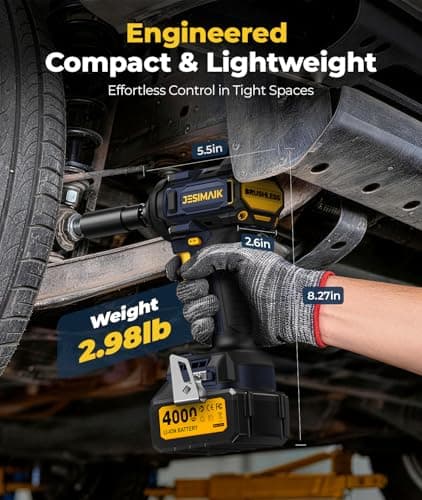 Cordless Impact Wrench 900 Ft-lbs (1200N.m), 1/2“ High Torque Impact Gun, Electric Impact Wrench with 2×4.0Ah Batteries & Fast Charger, 4 Variable Speeds, 5 Sockets & Case for Car, Truck, Mower - Thumbnail 3