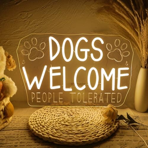NXYX Pet LED Light Neon Dogs Welcome Neon Sign Pet Shop Open Sign Pet Store Room Wall Decor for Home Shop Office Art Wall Decoration Party Bar - Image 1