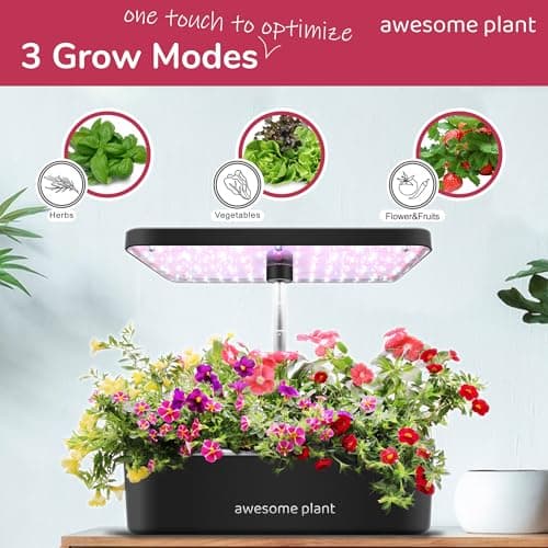 Awesome Plant 14Pro Hydroponics Growing System Kit (14 Pods), Large Indoor Herb Garden Kit with 5L Watertank, LED Grow Light, Perfect Hydroponic Gardening Gifts, Adjustable Height Up to 18.7", Black - Thumbnail 3