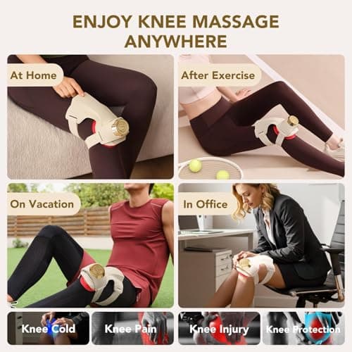 SKG Knee Massager with Heat for Pain Relief with Vibration for Joint Comfort, Cordless Heated Knee Brace with 5 Massage Modes and 3 Heating Levels, Perfect for Women Men Mom Dad, WS500 - Thumbnail 6