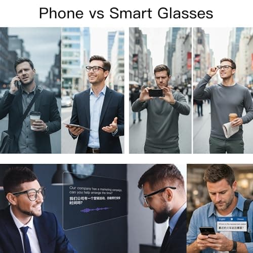 Aovemt AI Smart Glasses with Camera – 1080P HD Video & Audio, Real-Time Translation, ChatGPT Assistant, Bluetooth Smart Sunglasses with Noise Reduction, Prescription Lenses Compatible - Thumbnail 4