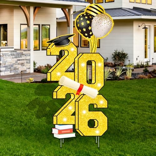 3.5FT Large Class 2026 Graduation Yard Sign Yard Decorations Congrats Graduation Lawn Signs 2026 Grad Yard Signs with Stakes for Outdoor Indoor Congrats Graduation Party Decoration Supplies - Image 1