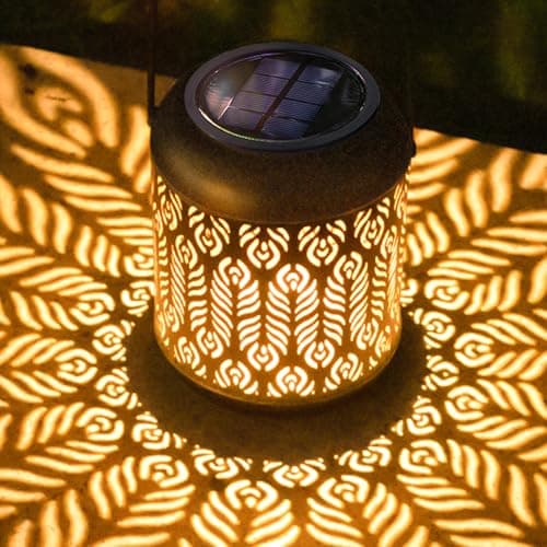 LeiDrail Solar Lantern Outdoor Hanging Lanterns Garden Metal Decorative Light Warm White LED Waterproof Landscape Lighting for Table Pathway Party Yard - 2 Pack - Image 1