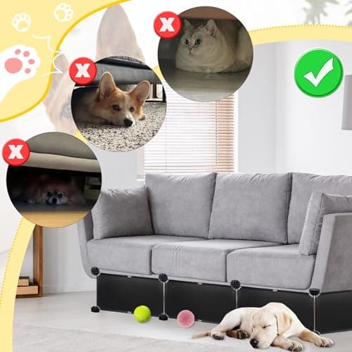 Under Couch Blockers for Pets, 6.7" Height-166 Length in Total Couch Blockers, Keep Dogs Off Couch Sofa, Durable Detachable Under Couch Toy Blocker with Strong Tape, Black - Thumbnail 2