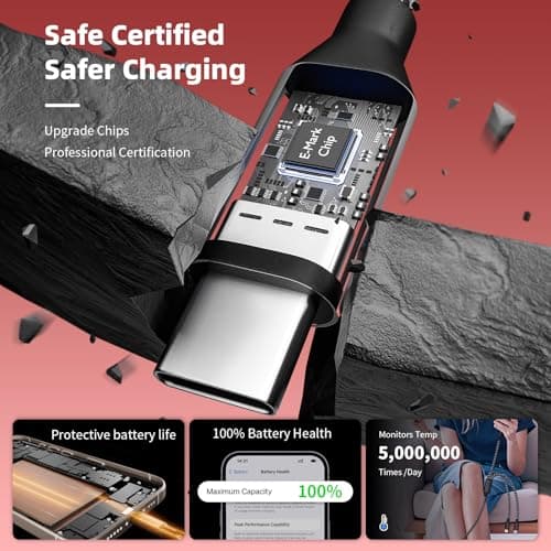 MPATIBY Multi Charging Cable 3 in 2, 1Pack 5FT USB C/A Multi Charger Cable to Type-C/IP Port, Nylon Braided USB C Multiple Charger Cord for All Devices, Universal Phone Charger Cord for Cell Phones - Thumbnail 5