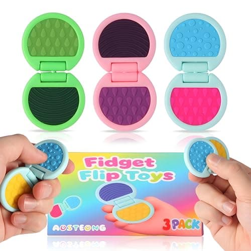 Fidget Toys Adults, Sensory Toys for Kids with Autism, Anxiety Relief Items for ADHD Stress Relief, Texture Worry Stone for Teens & Flip Slider - Treasure Box Toys for Classroom (3pcs)