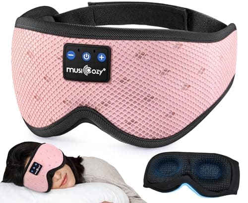 MUSICOZY Sleep Headphones Breathable Sleep Mask Bluetooth 5.4 Wireless Earphones Mask Sleeping Eyemask for Side Sleepers for Women Men Travel Meditation Gift (Mesh Pink) - Image 1