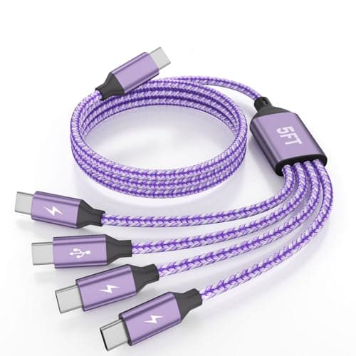 Jogrytece Upgrade 4 in 1 Multi Charging Cable, USB C to USB C Cable with 4 X Type-C, Travel Holiday Essentials Phone Charger Cord for iPhone 17/16/15, Galaxy, Android (1Pack 5FT) - Image 1