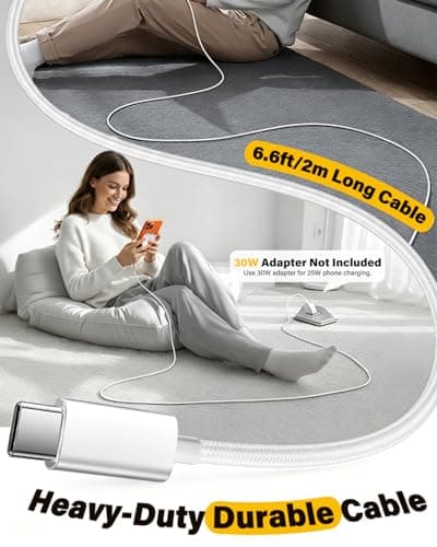 Magnetic Wireless iPhone Charger Fast Phone Charger with Kickstand, 6FT 25W Fast Phone Charging Pad Wireless Magnetic Charge for iPhone 17/17Air/16 Pro Max/16 Plus/15 Pro Max/AirPods3/2/Pro White - Thumbnail 2