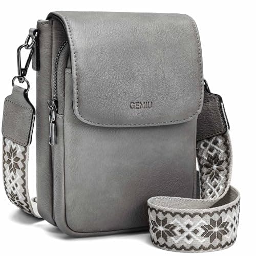 GEMIU Crossbody Bags for Women Crossbody Phone Purse Small Purse Leather Wallet with Card Slots Light Grey - Image 1