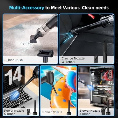 AX2V Car Vacuum Cleaner&Air Duster | 80W | 16kpa | 12KRPM | 20 Mins-Dust Cleaner Portable Cordless Vacuum Pro-Compressed Air Blower,Lightweight Rechargeable Handheld Mini Vacuum for Car/Home/Office - Thumbnail 4
