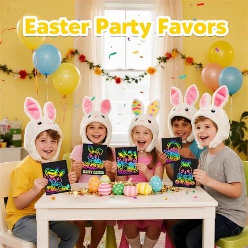 ZMLM Scratch Paper Art Set: 100Pcs Magic Art Craft Kid Easter Gifts Scratch Paper Supplies Toddler Preschool Learning Toys for Age 3 4 5 6 7 8 Girls Boys Birthday Activities Party Favors - Thumbnail 3