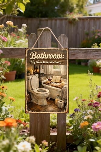 Bathroom My Alone Time Sanctuary Metal Tin Sign Vintage Relax Wall Decor Funny Restroom Artwork Rustic Home Spa Toilet Plaque Meditation Style Gift 8x12 Inch Pre Drilled Hanging Sign - Thumbnail 3
