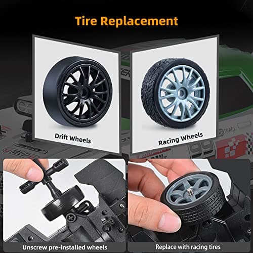 Sakeye RC Drift Car, Drifting RC Car 2.4GHz 1:16 Remote Control Cars 4WD High Speed Racing Vehicle with LED Lights Two Batteries and Drifting Tires Racing Sport Toy Cars for Adults Boys Girls Kids - Thumbnail 4