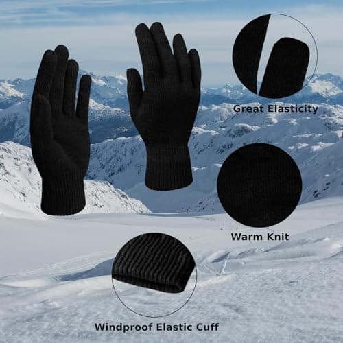 SILEDGN Fathers Day Dad Gifts from Son Wife 6 Pairs Winter Gloves for Men Warm Knit Gloves for Clod Weather Gifts for Dad Stretchy Thin Magic Glove for Driving Running Hiking - Thumbnail 3