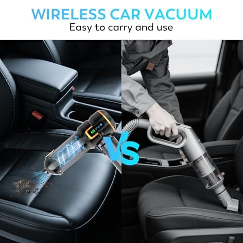KedeeSparkle Car Vacuum Cleaner, 22000PA High Power Portable Handheld Car Vacuum & Air Duster, Mini Cordless Vacuum with LED Display, for Home, Office, Camping (Black Golden) - Thumbnail 6