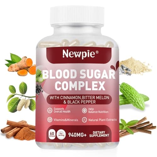 Blood Sugar Complex Supplement – Natural with 20 Active Herbs and Vitamins, Including Cinnamon, Bitter Melon, Black Pepper, Licorice, Vegan, Non-GMO, Gluten-Free, 60 Capsules - Image 1